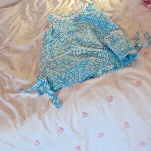 Lily pulitzer girls size 4 dress light blue & white beachy